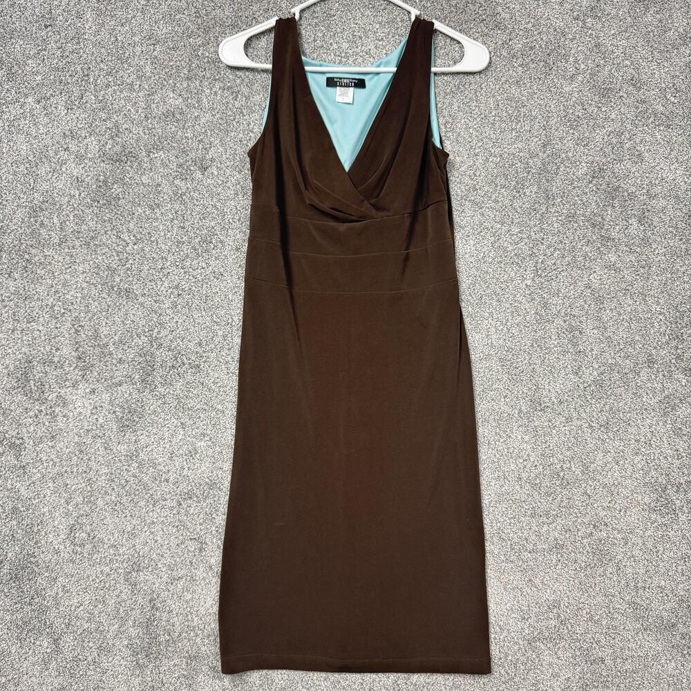 Vintage Y2K Does 60s B. Moss Dress 2 Brown Turqoise Mod Corporate Whimsigoth